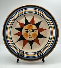 Vintage Mexican Tlaquepaque Tonala  Pottery Plate Anthropomorphic Sun Face 8 In picture
