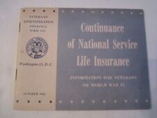 1945 U.S. VETERAN'S ADMINISTRATION INSURANCE FORM 1535 BOOKLET - BN19 picture