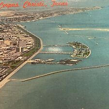 Postcard TX Greetings from Corpus Christi Texas Skyline Arial View & T-Heads VTG picture