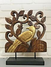 Handcrafted Thai Teak Wood Bird on Stand for Home Decoration (Rare) picture