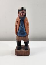 Vintage Hand Carved Wooden Figure Captain Sailor Fisherman With Cigar Sea picture
