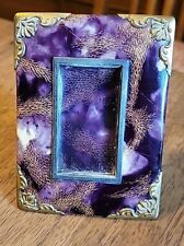 Vtg/Old Unusual Ornate Picture Frame Standing Purple Gold 4x3