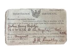 World War 1 Draft Registration Certificate Card USA Military 1918 Local Board picture