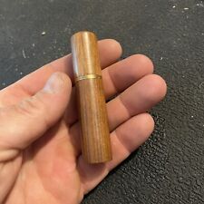 Toothpick Holder Cigar Shape Smoking Cherry Wood Gold Rings Aficianado Man Cave picture