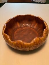 Vintage ceramic bowl planter w/scalloped edge Frank Moreno? marmalade orange picture