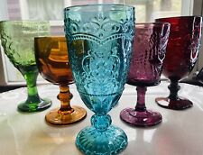 Boho Wedding Indiana Water Wine Goblet Rainbow Color Curated Glass Set Of 6 picture