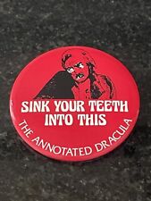 Scarce 1975 Book Promotion Advertising Button Pinback For The Annotated Dracula. picture