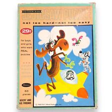 VINTAGE MR. PEABODY AND SHERMAN RARE BULLWINKLE AND ROCKY JIGSAW PUZZLE VF 1960 picture