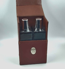 Vintage Leather Liquor Travel Case 2 Bottles 400ml each Made England Barware picture