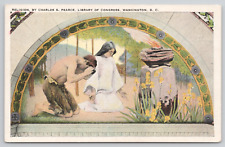 Washington DC Library of Congress Religion Murual White Border Postcard picture