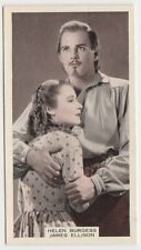 Helen Burgess + James Ellison 1939 A & M Wix Film Favourites Tobacco Card #37 picture