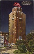 Harrisburg, PA Postcard HOTEL HARRISBURGER Street View / Night - Curteich Linen picture