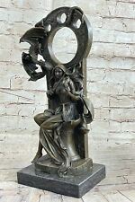 Dragon Girl Signed Original French Artist Jean Patoue Bronze Sculpture Figure picture