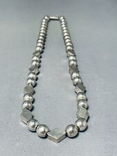 UNIQUE SHAPED TUBULES HANDMADE VINTAGE NAVAJO STERLING SILVER NECKLACE picture