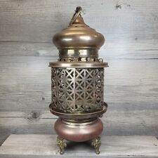 Vtg 13 Inch Brass Moroccan Style Table Hanging Candle Holder Cutout Lantern picture