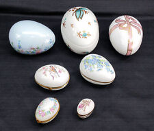 Vintage Lot of 7 Limoges France Porcelain Egg Covered Trinket Box Large & Small picture