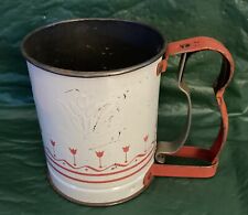 Metal Flour Sifter Vintage Androck Embossed Hand-i-Sift Jr Red Tulip Flower USA picture