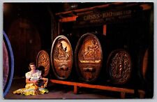 Century Old Wine Casks Hand Carved Oak Beringer Bros Winery St Helena Postcard picture