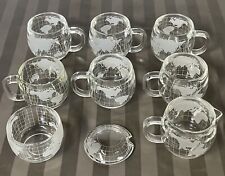 Vintage NESTLE NESCAFE World Globe Glass Coffee Set-6  Mugs + Creamer & Sugar picture