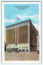 Cincinnati Ohio OH Postcard Hotel Metropole Building Exterior Scene c1940's Cars picture