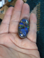 VINTAGE BLUE LAPIS  GREEN GOLD STERLING SI LVER RING 7-1/2 picture
