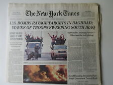 US BOMBS BAGHDAD NEW YORK TIMES March 22, 2002 newspaper NCCA HOOPS TOURNEY picture