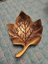 Vintage Brass Maple Leaf Trinket Dish picture