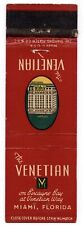 c1950s The Venetian Hotel Biscayne Bay Miami Florida FL Vintage Matchbook Cover picture