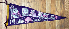 Vintage Alaska Land of the Midnight Sun Purple Felt Flag Pennant 28x10.5 HTF picture