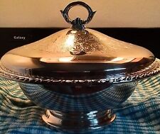 Vintage WM ROGERS Silverplate Covered Serving Dish/Bowl with PYREX Insert picture