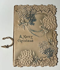 Beautiful 1890s Victorian CHRISTMAS HYDRANGEAS Intricate Die Cut Greeting Card picture