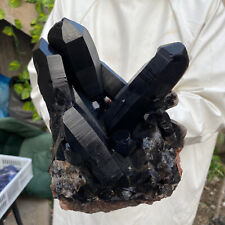 10.4lb Large Natural Black Quartz Crystal Cluster Raw Mineral Specimen picture