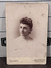 c1880 Beautiful Woman Curly Hair Hastings Boston Massachusetts MA Cabinet Card picture