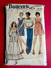 Rare Vintage 70s Butterick 3611 Misses Dress & Top 14 Boho Hippie Pattern *Read picture