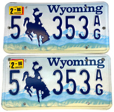 Wyoming 1996 License Plate Set Vintage Car Albany Co Cave Wall Decor Collector picture