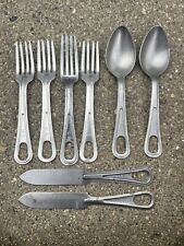 Vtg US Military Mess Kit Flatware Cutlery Knife Fork Spoon Lot of 8 Utica Skoco picture