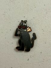 VINTAGE 1930's KRAZY KAT CAT BLACK KITTEN RED RHINESTONE ENAMEL LAPEL PIN picture
