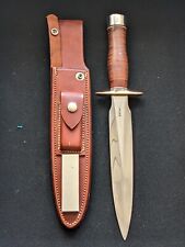 OLDER RANDALL MADE KNIVES 2-8 FIGHTING KNIFE STACKED LEATHER HANDLE W/ORG SHEATH picture