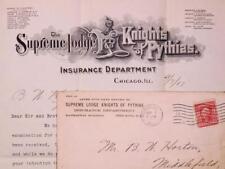 1907 Supr Lodge Knights of Pythias Ins Dept Advertising Cover & Letter Blk5SB-3 picture