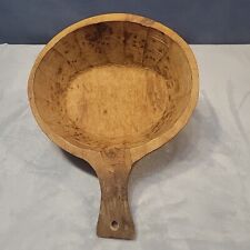 ANTIQUE WOOD BOWL SCOOP LADLE WITH HANDLE & THUMB HOLD PRIMITIVE HAND CARVED picture