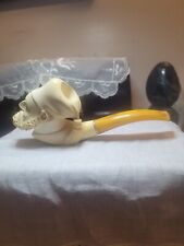 Vintage  Meerschaum Carved Bearded Greece Man Pipe picture