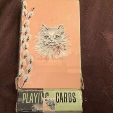 VINTAGE COMPLETE BOULEVARD PLAYING CARDS WHITE PERSIAN PUSSYWILLOWS MID-CENTURY picture