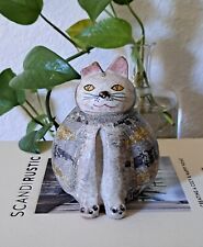 Vintage MCM Italy Hand Painted Art Pottery Cat *see description  picture