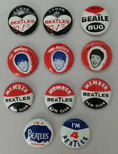 (11) Assorted Vintage 1964 Green Duck Co. THE BEATLES  Pinback Buttons VG picture