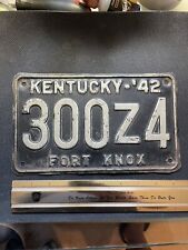 Rare Original Vintage 1942 WWII Fort Knox Kentucky License Plate Tag, Military? picture