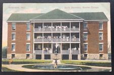 GIRLS DORMITORY COLLEGE GOSHEN INDIANA 1908 COLOR POSTCARD FLAG CANCEL USED VF picture
