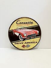 Chevrolet Corvette America's First Sports Car Drive America Metal Circle Sign picture