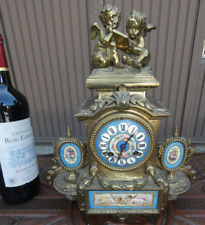 Antique 19thc Sevres porcelain plaquette bronze putti cherub clock picture