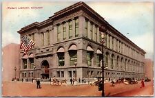 1911 Public Library Chicago Illinois Street & Building Landmark Posted Postcard picture