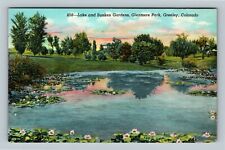 Lake & Sunken Gardens, Glenmere Park, Greeley Colorado Vintage Postcard picture